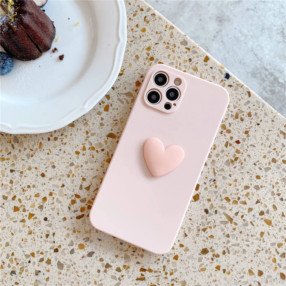 Matte Silicone Big Love Heart Phone Case for iPhone Hybrid Shield Minimal Cover