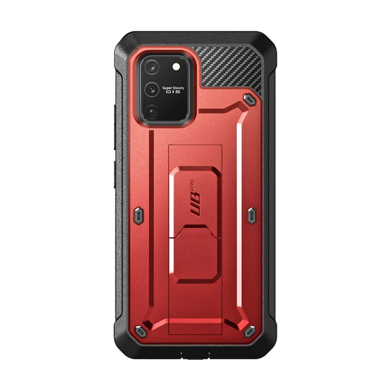 Galaxy S10 Lite Unicorn Beetle Pro Full Body Rugged Holster Case-Metallic Red Rugged Edge Texture
