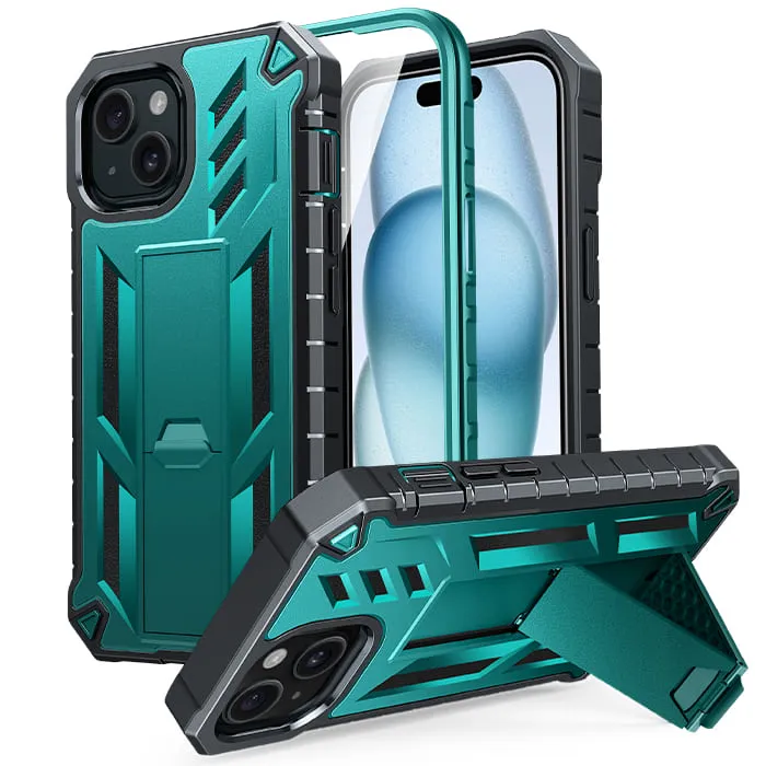 iPhone 15/ 14/ 13 Phone Case: Military Grade Shockproof with Kickstand Compact Structure Comfort grip design