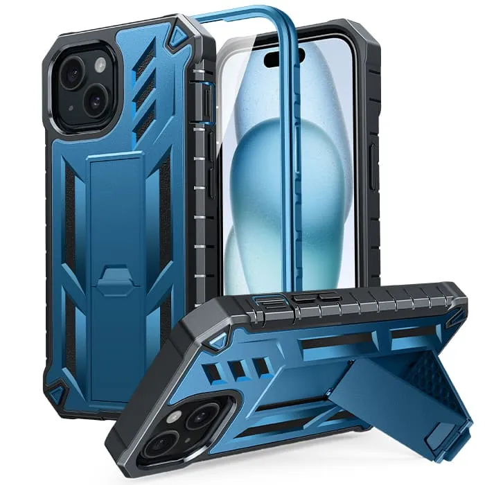 iPhone 15/ 14/ 13 Phone Case: Military Grade Shockproof with Kickstand Refined Form