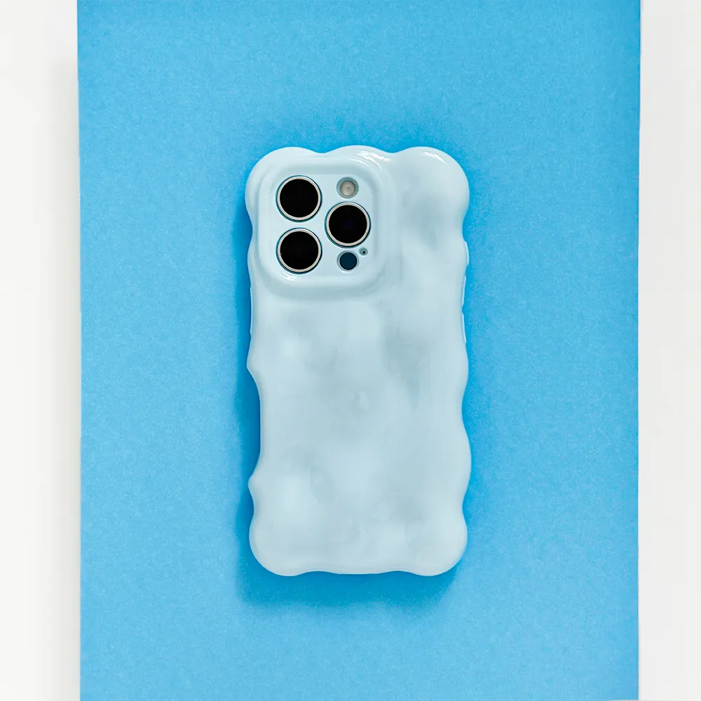 3D Bubble Phone Case - Ice Blue Matte Finish