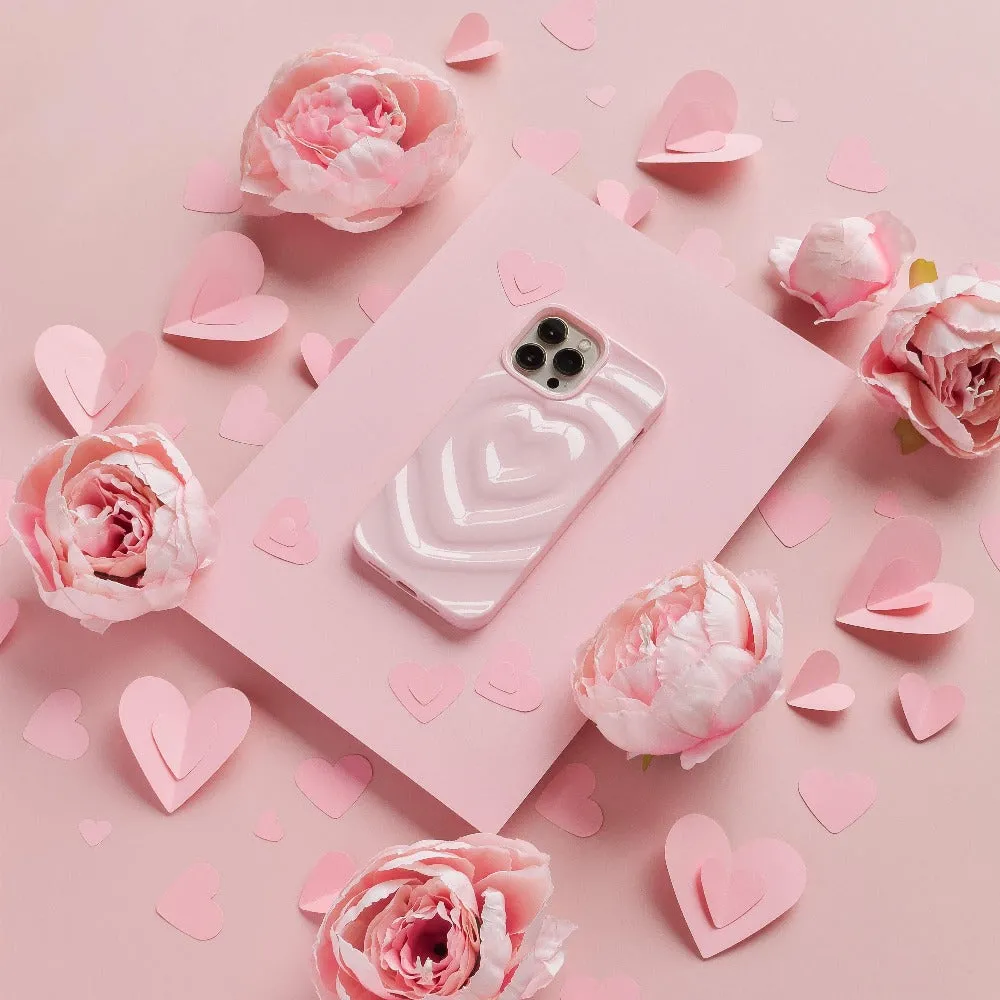 Melting Heart Phone Case - Peony Pink Trendy Texture Finish