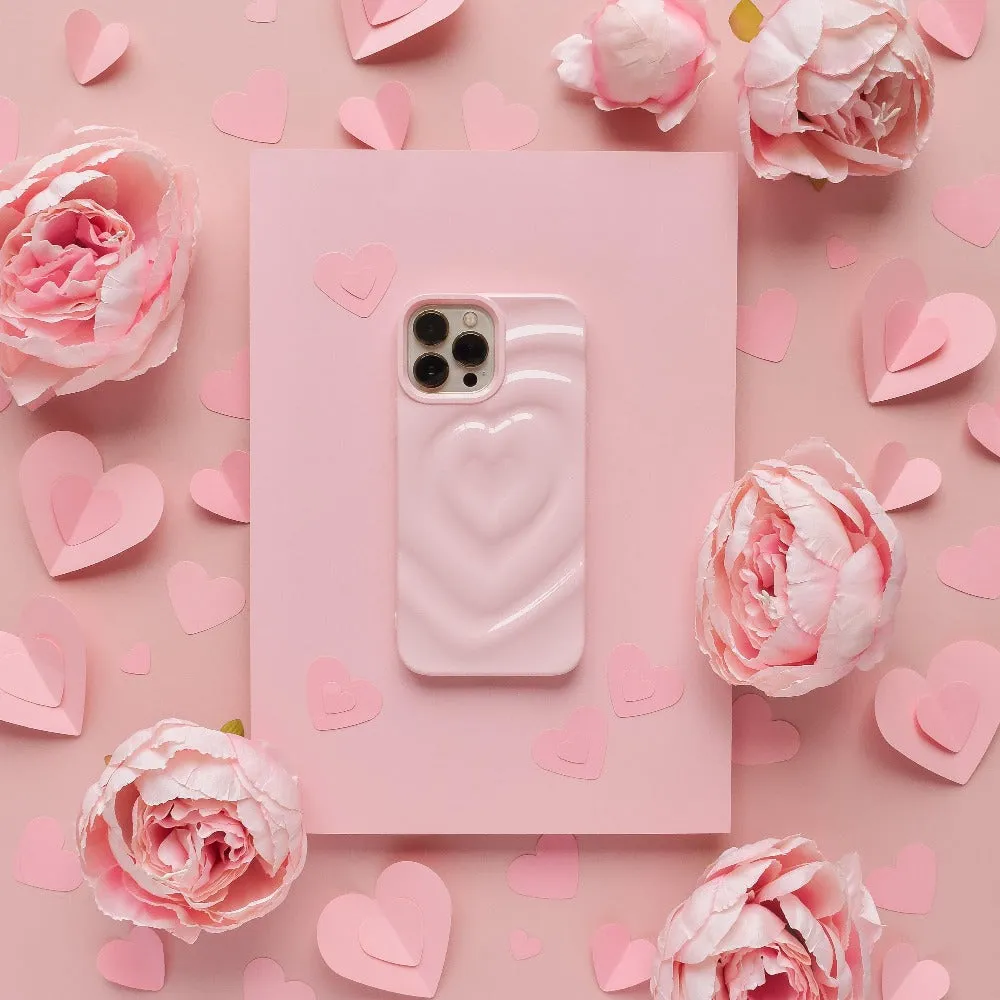Refined Protection Elegant Design Layer Melting Heart Phone Case - Peony Pink