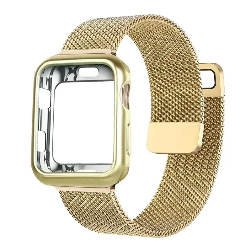 skin friendly Milanese Strap with Matching Case for Apple Watch Ultra & Series