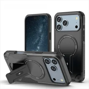 Travel Ready Military Protective Armor Kickstand Case for iPhone 17, 16, 15, 14, 13 & 12 Pro/Pro Max