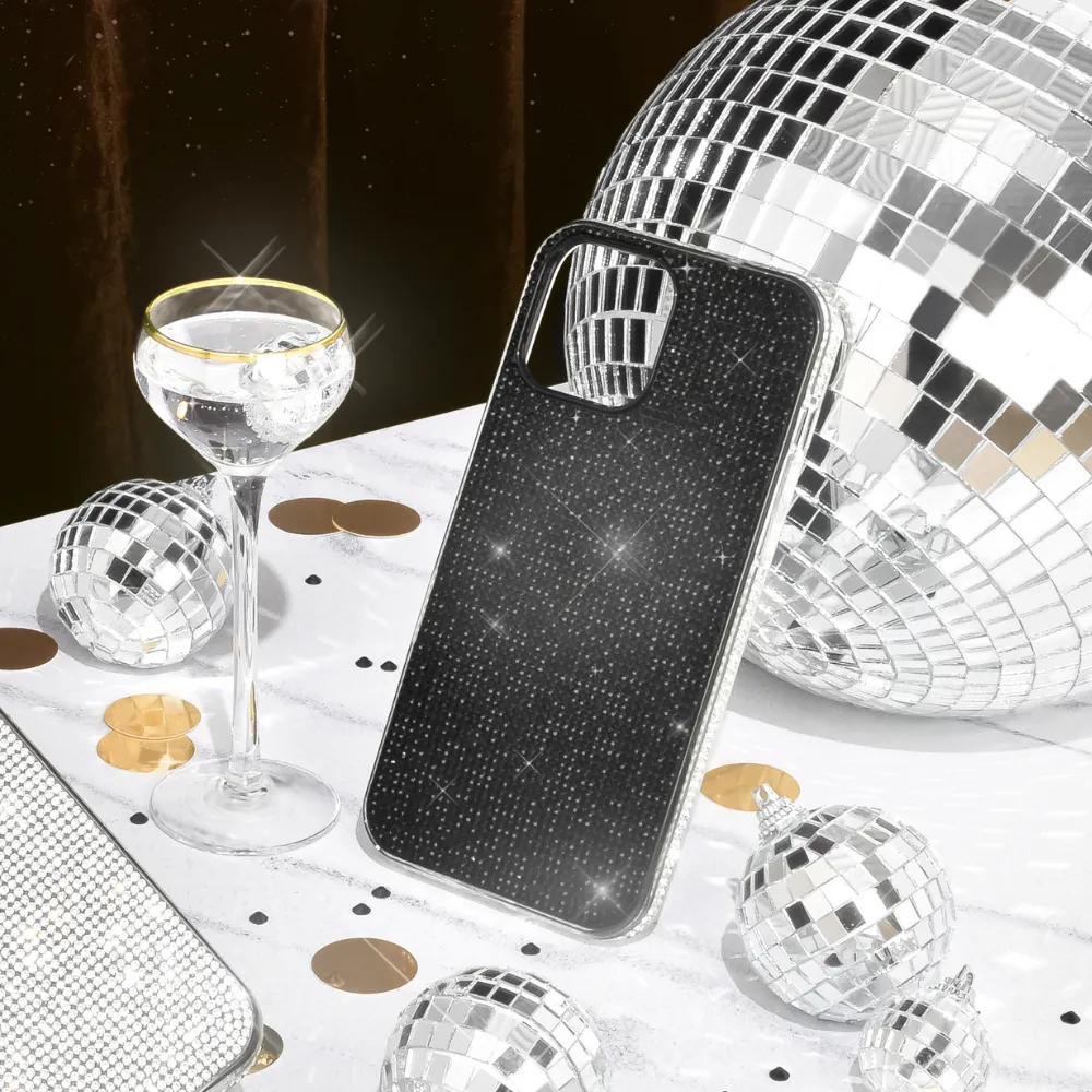 Elegant Texture Layer Disco Sparkle Phone Case - Black
