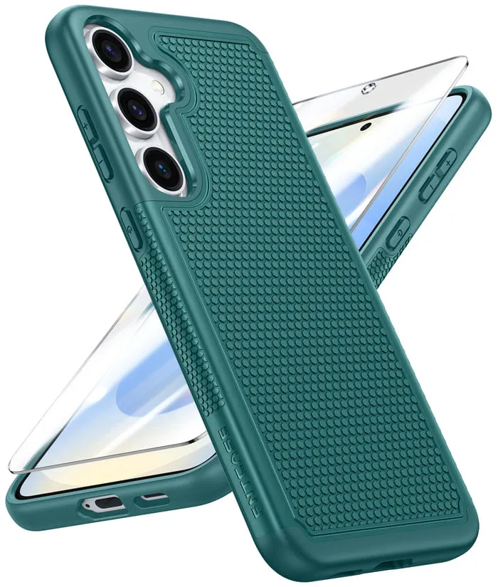 Strong Shell Port Protection FNTCASE For Samsung Galaxy S25 / S24  6.7 inch Shock Protection Cell Phone Case Sturdy Cover with Non-Slip Texture