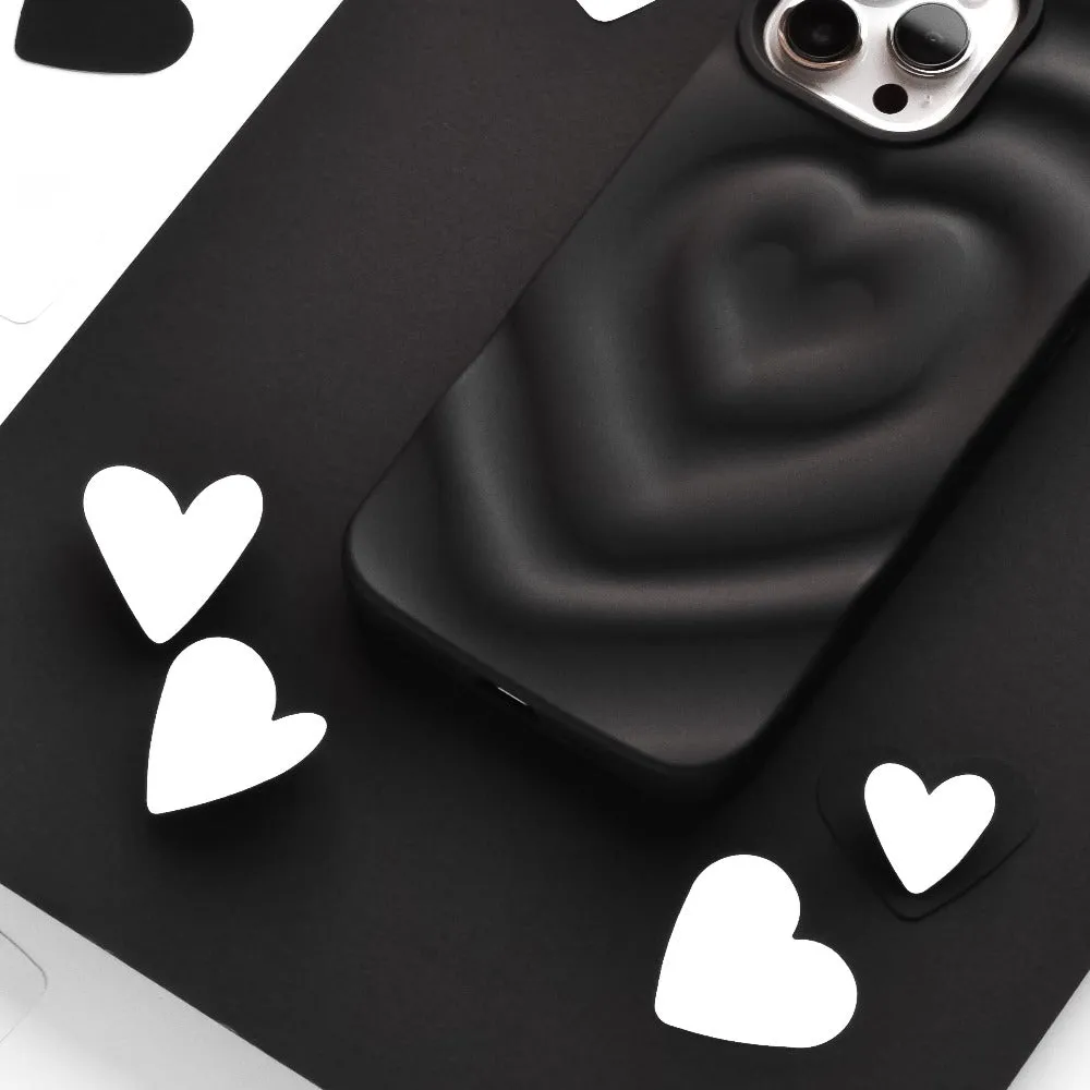 Smooth Form Texture Melting Heart Phone Case - Matte Black