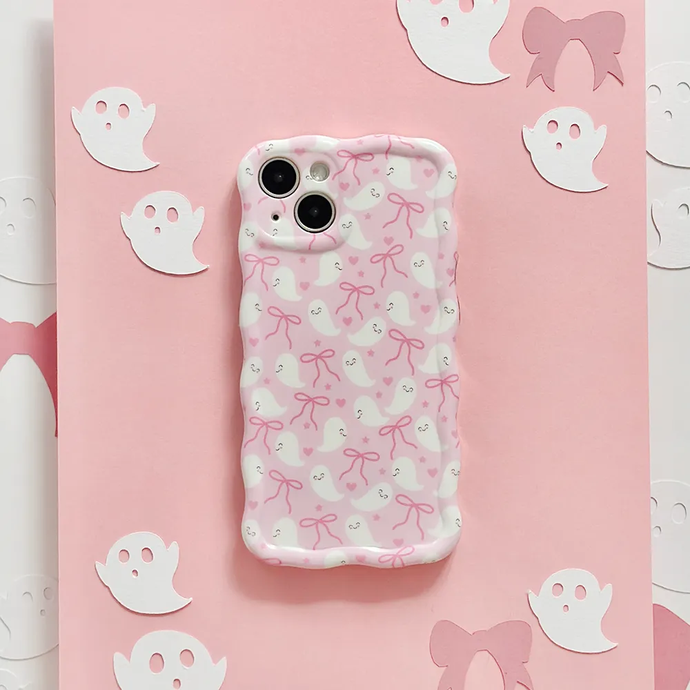Wavy Phone Case - Cute Ghosts Smooth Feel Surface Drop Defense