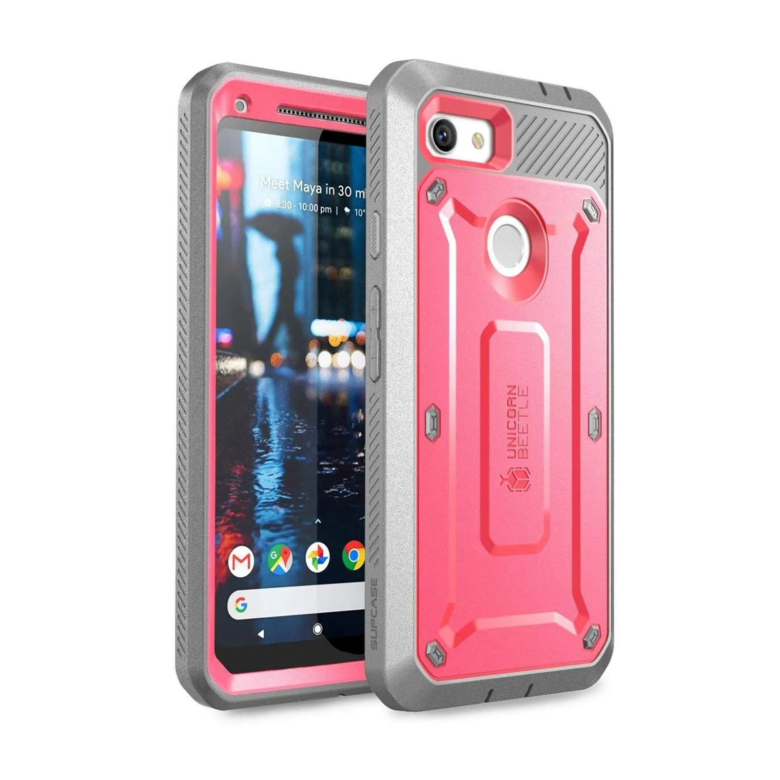 Slim Profiled Comfort Style Google Pixel 3a Unicorn Beetle Pro Rugged Holster Case-Pink