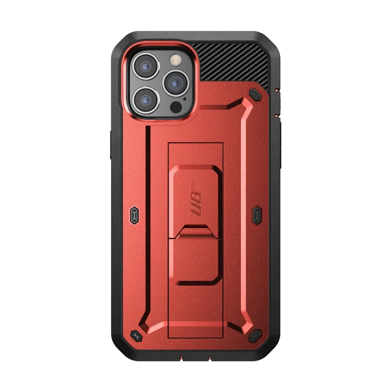 iPhone 12 Pro 6.1 inch Unicorn Beetle Pro Rugged Case-Metallic Red Soft Grip Finish Soft Finish