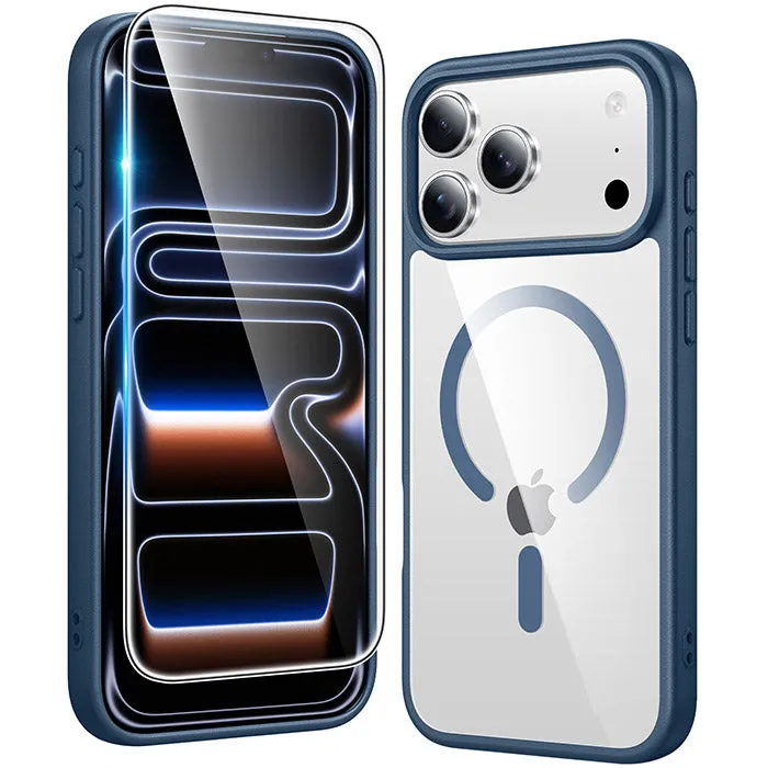 FNTCASE for iPhone 17 Pro Case: Clear Anti Yellowing Magnetic Military Grade Drop Protection Cell Phone Cover - Rugged Shockproof Protective Bumper Transparent Soft Layered Design