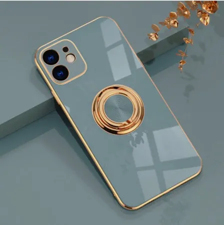 Luxury Royal Plating Ring Holder Phone Case For iPhone - 16, 16 Pro, 16 Plus, 16 Pro Max Vivid Pattern Design