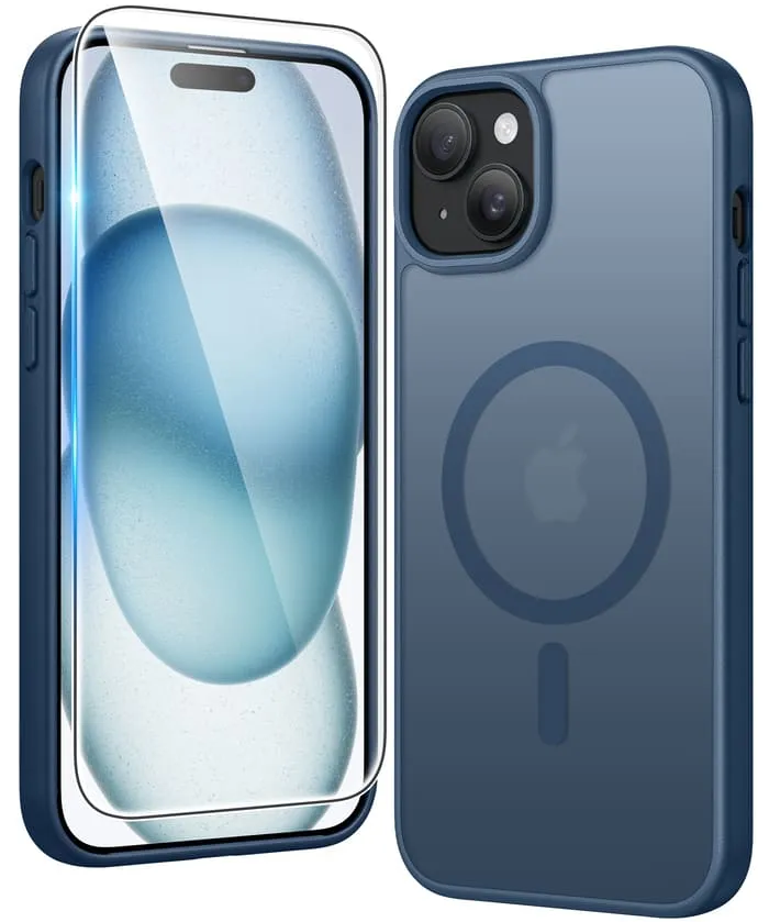 FNTCASE for iPhone 15 Plus 14 Plus Phone Case: Magnetic Charging Shockproof Magsafe Support - Frosted Oil Spray Touch Ultra Thin