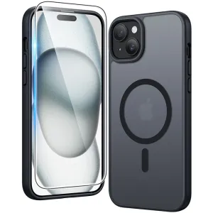 Fashion Texture FNTCASE for iPhone 15 Plus 14 Plus Phone Case: Magnetic Charging Shockproof Magsafe Support - Frosted Oil Spray Touch