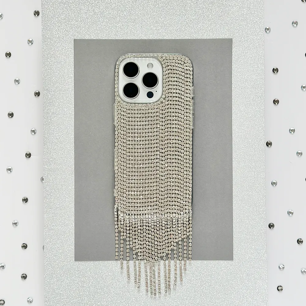 Smooth Protection Diamante Tassel Phone Case - Silver