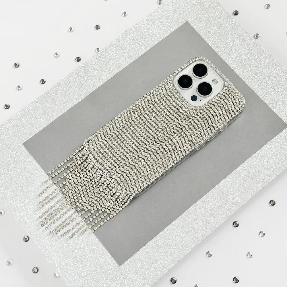 Diamante Tassel Phone Case - Silver Stylish Detail Layer