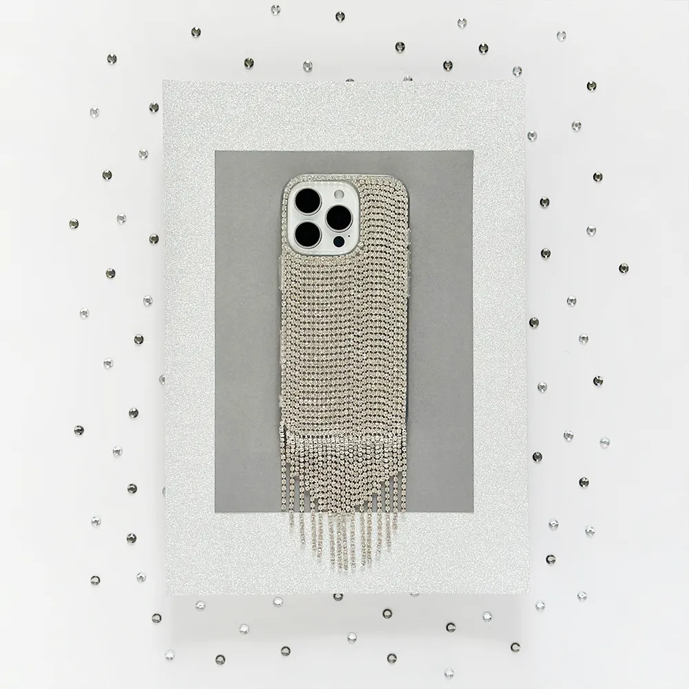 Perfect Fit Elegant Design Layer Diamante Tassel Phone Case - Silver