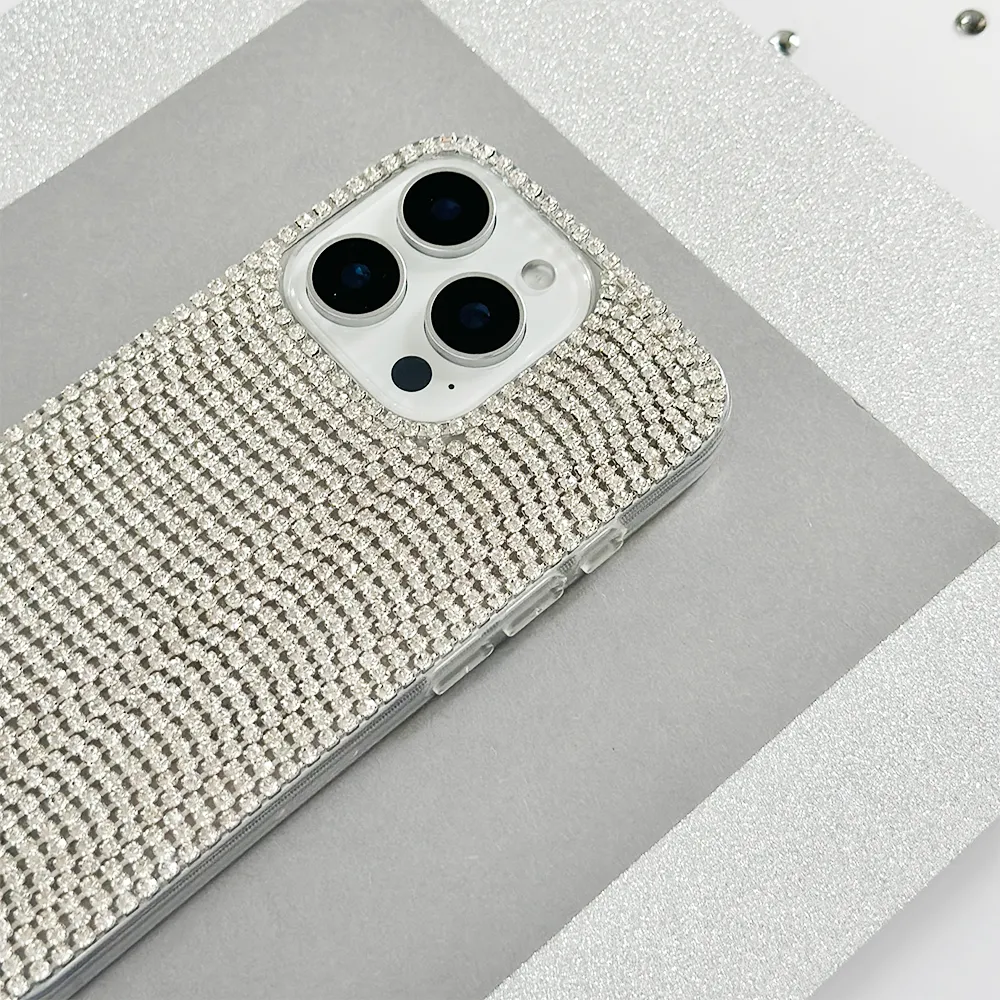 Rugged Finish Diamante Tassel Phone Case - Silver