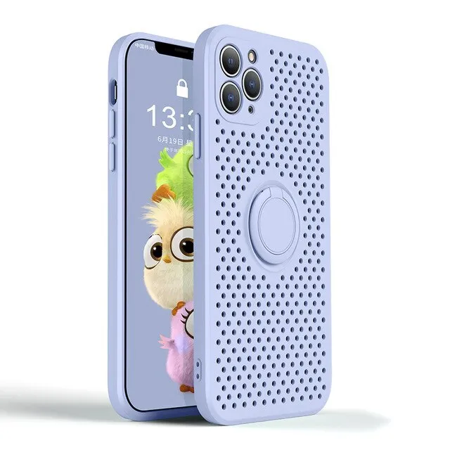 Strong Shell Heat Dissipation Honeycombe Phone Case With Holder For iPhone