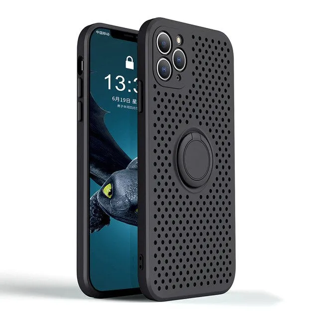 Heat Dissipation Honeycombe Phone Case With Holder For iPhone Customizable Option