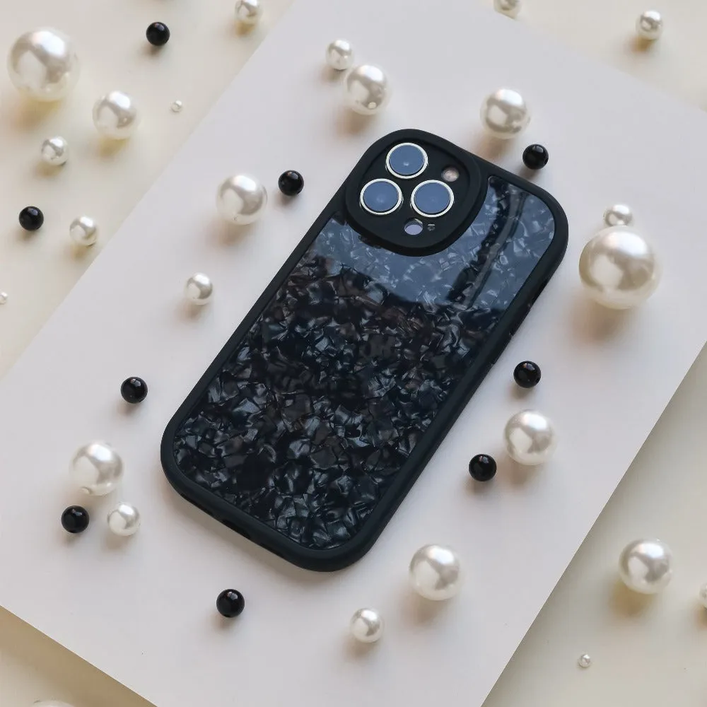 Minimal Shield Luxury Surface Moonstone Black Phone Case