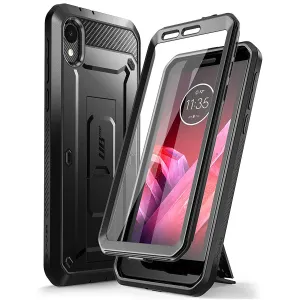 Moto E6 Unicorn Beetle Pro Rugged Holster Case-Black Clear Finish
