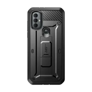 Glossy surface Minimal Touch Moto G Power Unicorn Beetle PRO Kickstand Case with Holster-Black