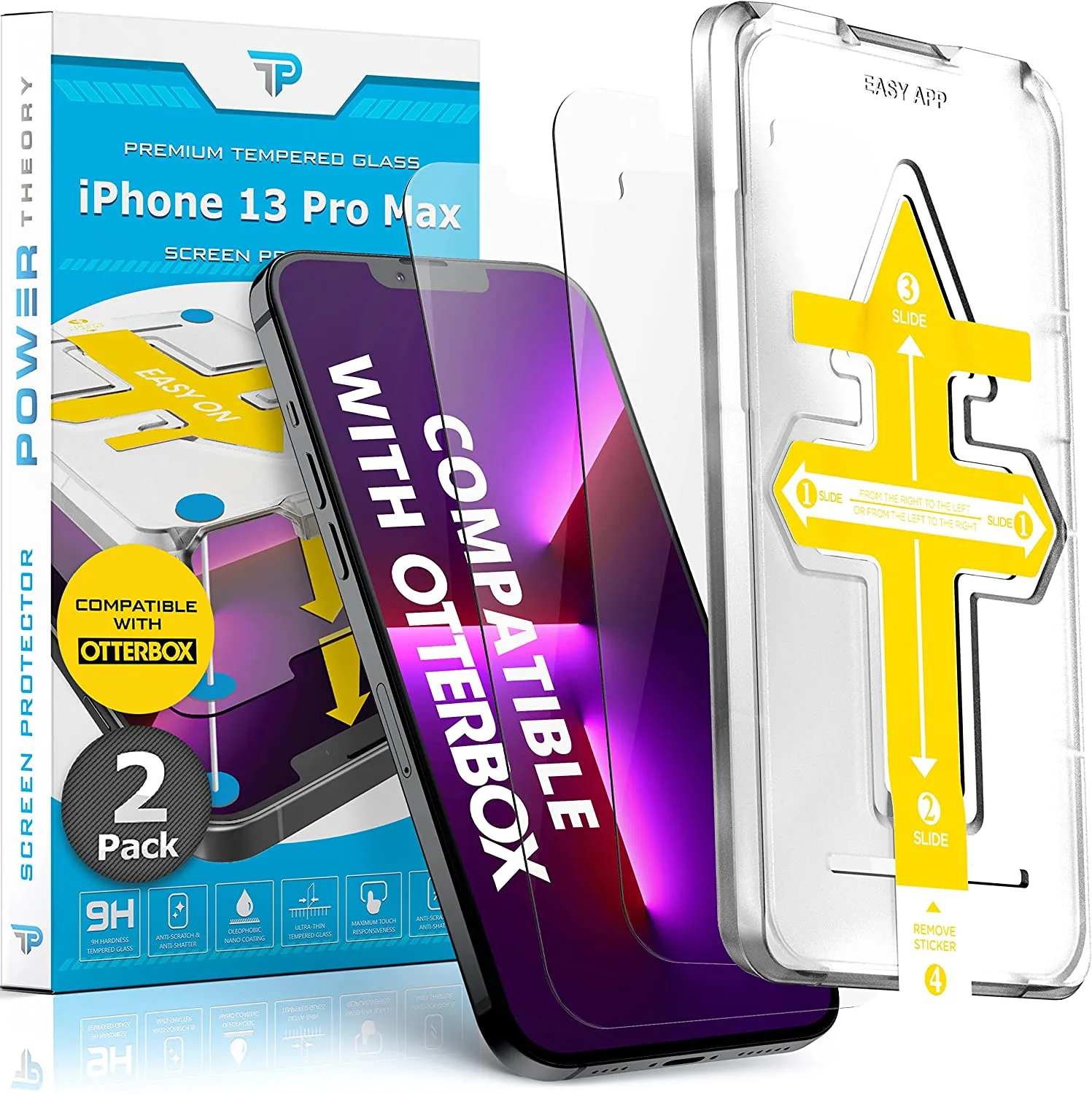 work use iPhone 13 Pro Max Otterbox Compatible Glass Screen Protector [2-Pack]