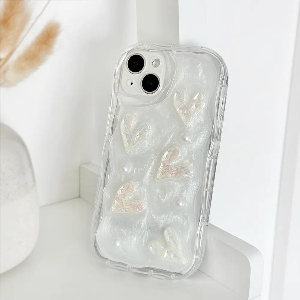 Pearly Hearts Phone Case - Clear Office use
