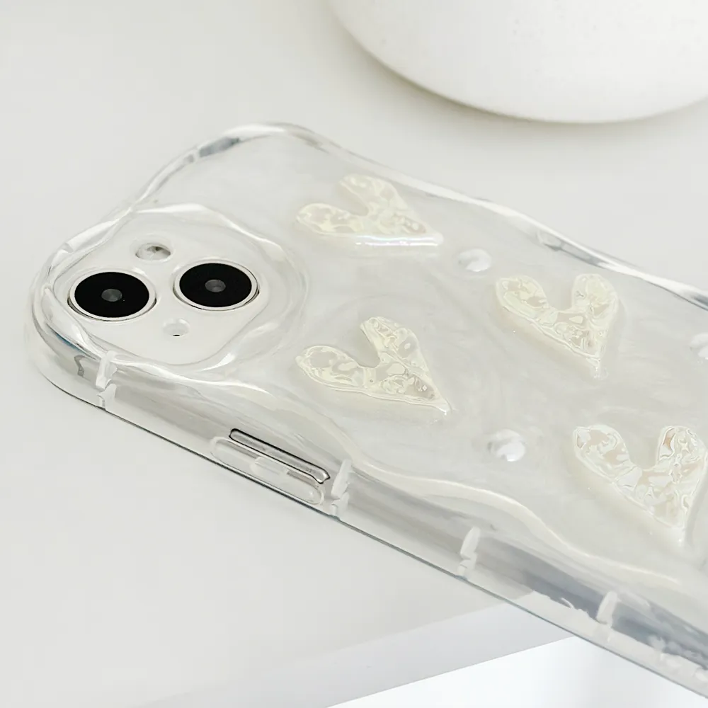 Everyday Use Premium Protection Pearly Hearts Phone Case - Clear