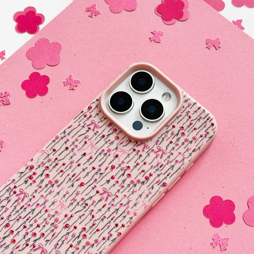 Premium Texture Design Peony Bow Phone Case