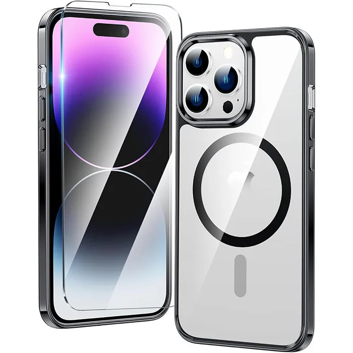 FNTCASE for iPhone 14 Pro Max Clear Phone Case: Magnetic Charging Shockproof Magsafe Support Premium Detail Stylish Choice