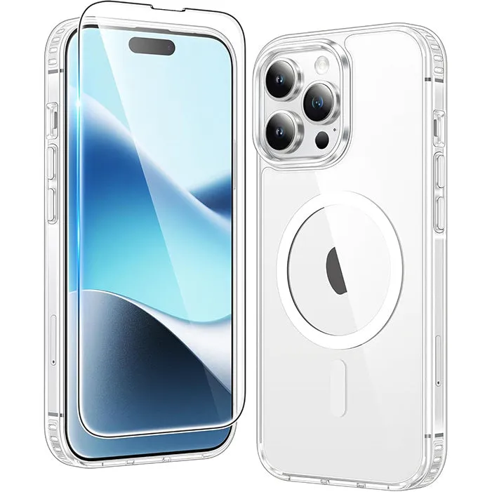 Smooth Feel Soft Build Texture FNTCASE for iPhone 14 Pro Max Clear Phone Case: Magnetic Charging Shockproof Magsafe Support