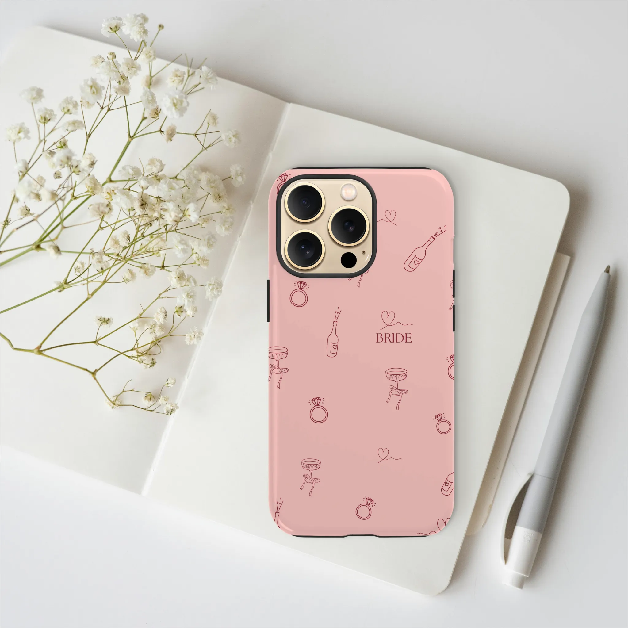 Personalised Bridal Tough Phone Case Stylish Detail Layer Frosted Finish