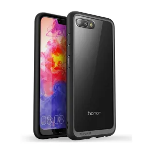 Polished Texture Huawei Honor 10 Unicorn Beetle Style Clear Case with TPU Bumper-Black