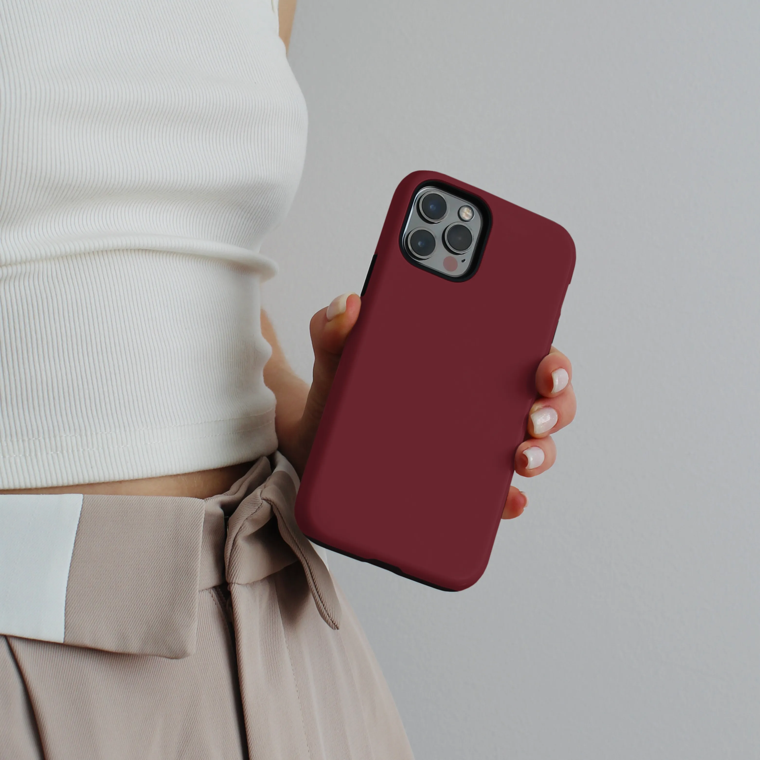 Tough Phone Case - NAKD Burgundy Comfort Layer Texture