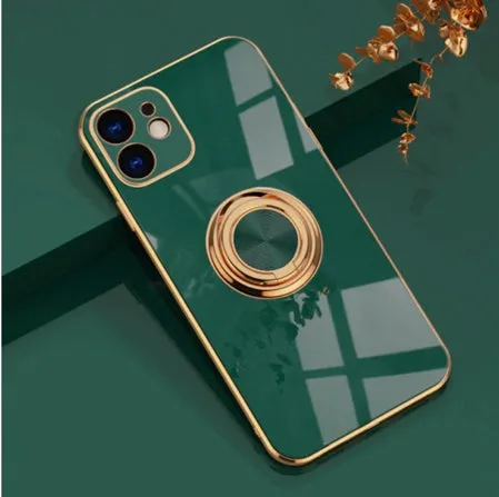Daily Style Shock Layer Luxury Magnetic Ring Holder Case for iPhone 15 / 14 / 13 / 12 ?C Shockproof, Stand Function