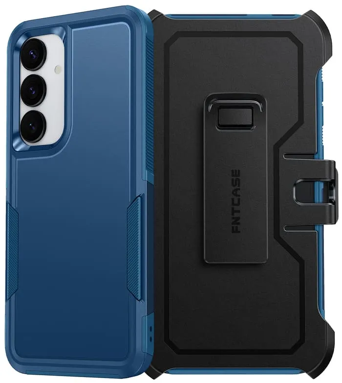Student Friendly FNTCASE for Samsung Galaxy S25/ S24 Case: Dual Layer Military Grade Drop Protection Phone Cover with Belt-Clip Holster | Rugged Durable Heavy Duty Shockproof Protective Bumper Tough