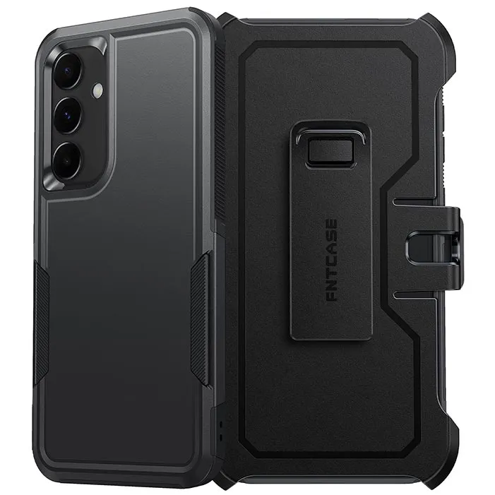 Premium Material Textured Surface FNTCASE for Samsung Galaxy S25/ S24 Case: Dual Layer Military Grade Drop Protection Phone Cover with Belt-Clip Holster | Rugged Durable Heavy Duty Shockproof Protective Bumper Tough