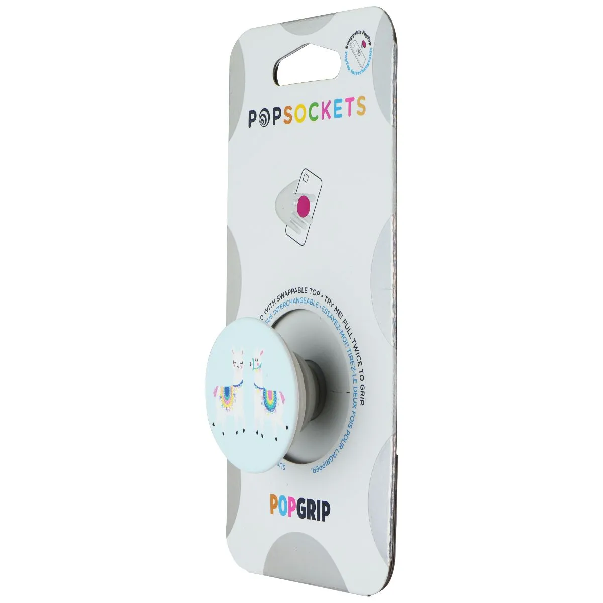 PopSockets PopGrip Holder & Stand with Swappable Top - Llamalliance in Blue Travel Flex Pro Grip