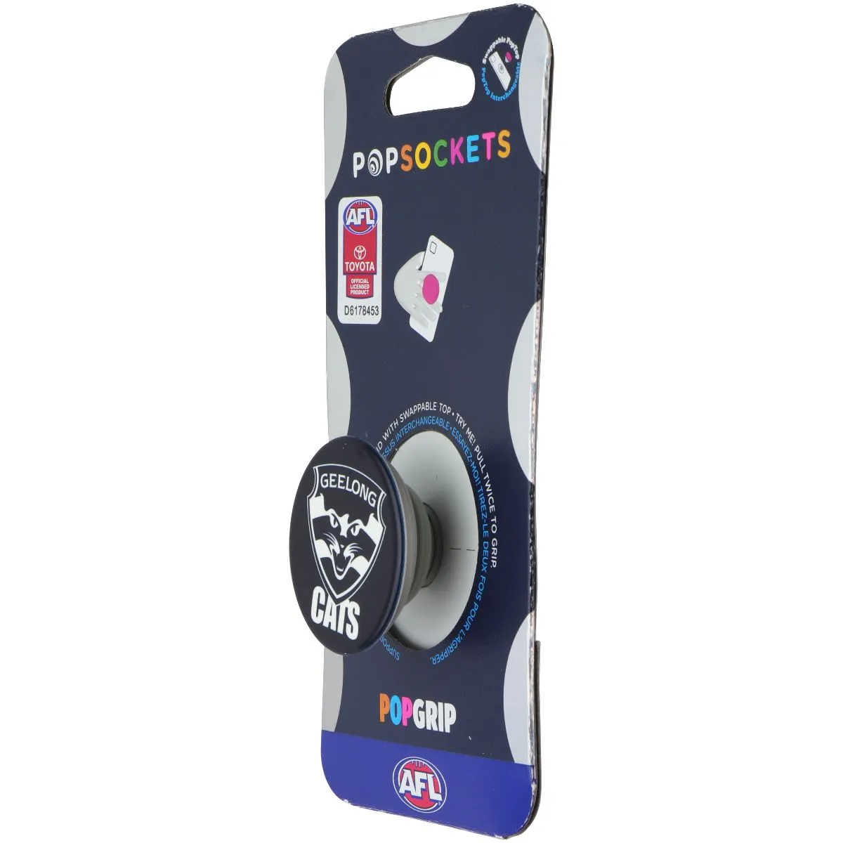 PopSockets PopGrip Expanding Stand Grip w/ Swappable Top - AFL Geelong Cats Pop Socket Glossy Grip Lite Ultra
