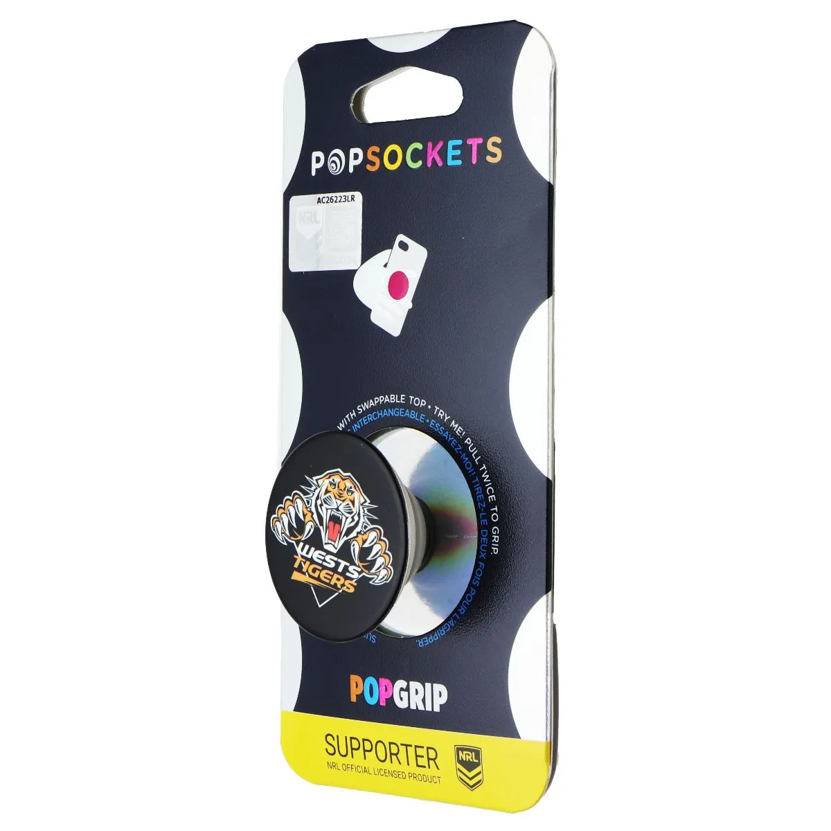 Pop Socket Teen Use PopSockets PopGrip Expanding Stand Grip w/ Swappable Top - NRL West Tigers