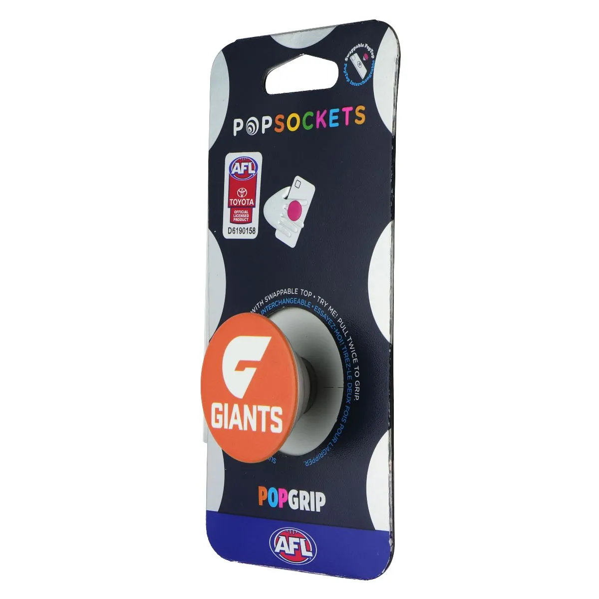 PopSockets PopGrip Expanding Stand Grip w/Swappable Top - AFL GWS Giants Comfort Ultra Grip Twist One Grip