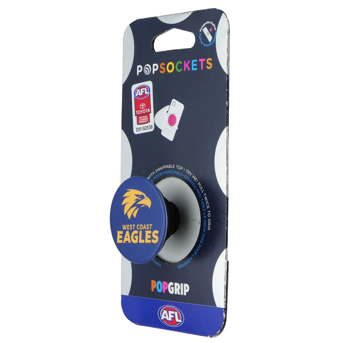 Pop Socket Fun Accessory Pop Socket Travel Grip PopSockets PopGrip Expanding Stand Grip w/Swappable Top - AFL West Coast Eagles