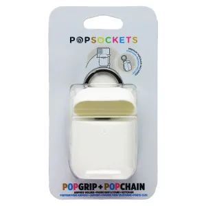 PopSockets PopGrip   PopChain AirPods 1/2 Holder & Keychain - White Grip Clip Trio