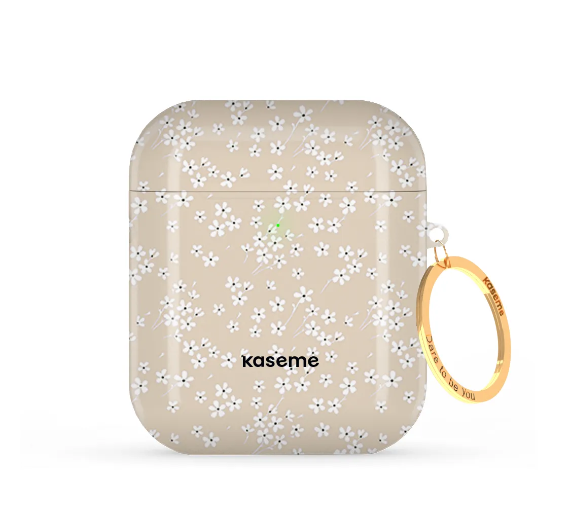 Custom Texture Cover Posy Beige AirPods Case