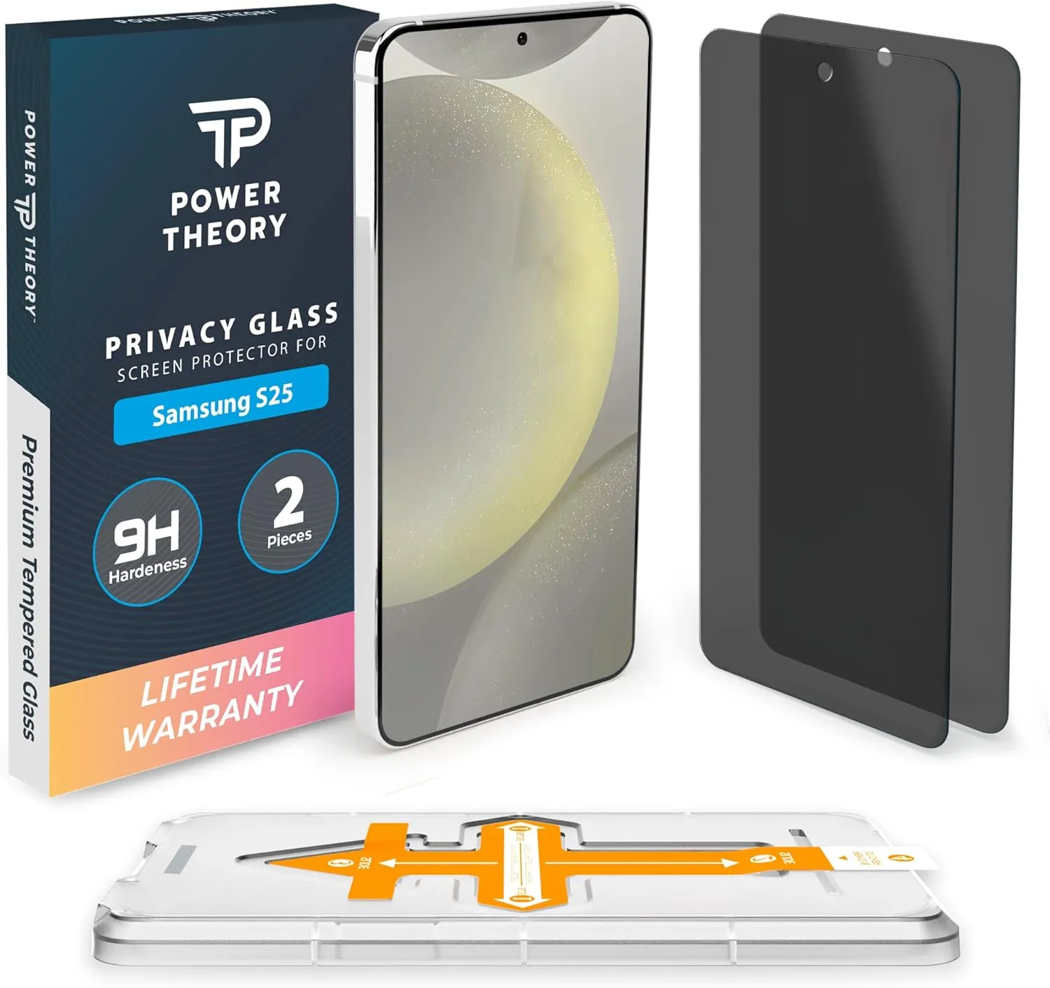 Power Theory compatible with Samsung Galaxy S25 Privacy Screen Protector Tempered Glass Ultra 9H Hardness, Anti-Spy [2 Pack] Crystal Film Screen Safety Layer Film