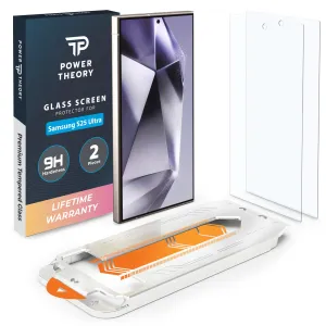 Power Theory Designed for Samsung Galaxy S25 Ultra Screen Protector Tempered Glass 9H Hardness [2 Pack] Screen Guard Elite Max