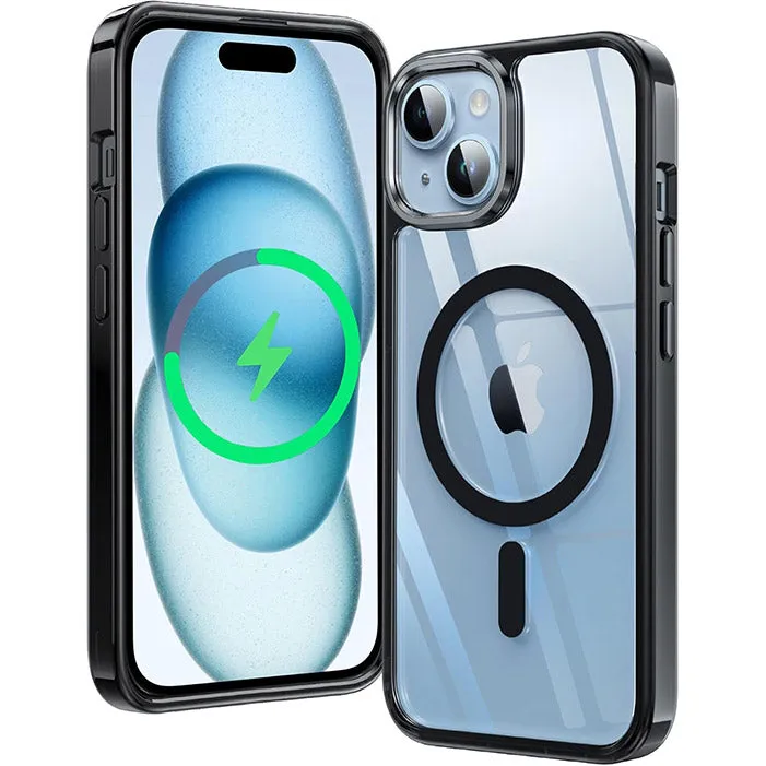 Casual Look Creative Texture iPhone 15 Clear Phone Case: Magnetic Charging Anti Yellowing Shockproof Magsafe Support